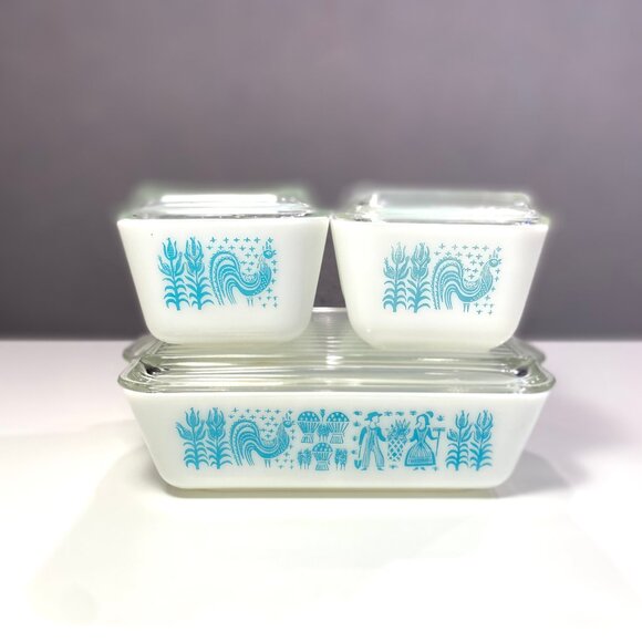 Pyrex Other - Pyrex Vintage Butterprint Refrigerator Dishes With Lids Complete Set